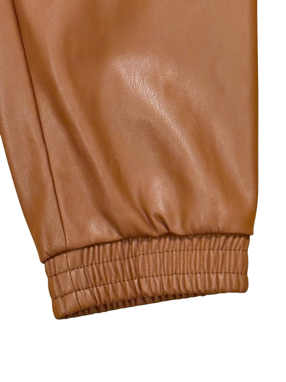 Banana Republic Petite S Faux Leather Jogger Pants Cognac Brown Vegan Leather - Picture 4 of 6